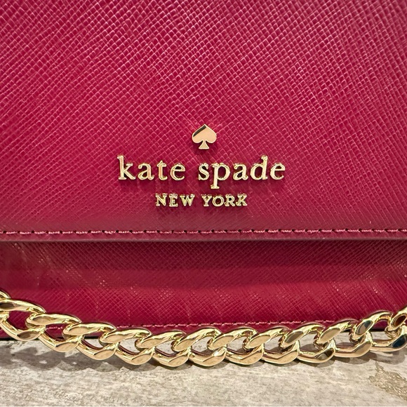 Kate Spade Madison Willow Medium Flap Crossbody Bag in Maroon Saffiano Leather - Picture 6 of 12